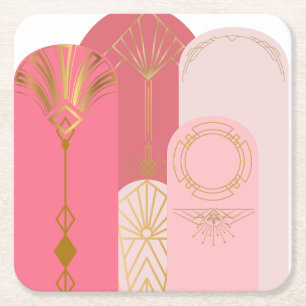 Dessous-de-verre Carré En Papier Les teintes rose inspirées Art déco envoient de l'