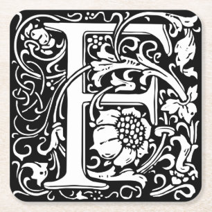 Dessous-de-verre Carré En Papier Lettre F Médiévale Monogramme Art Nouveau