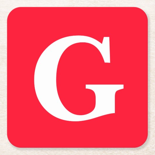 Dessous-de-verre Carré En Papier Lettre initiale Monogramme Rouge Blanc Plaine Simp (Devant)