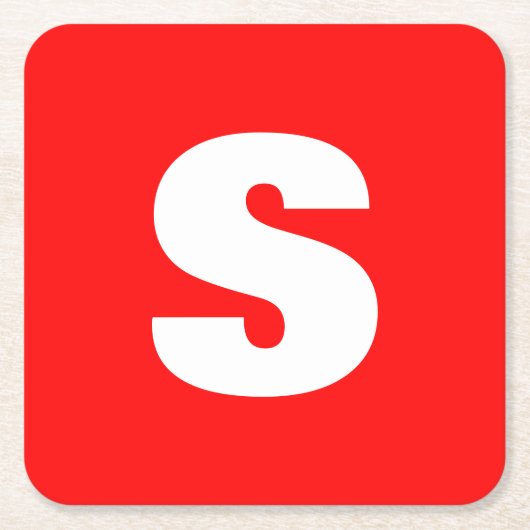 Dessous-de-verre Carré En Papier Lettre initiale Monogramme Style moderne Rouge Bla (Devant)