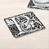 Dessous-de-verre Carré En Papier Lettre P Monogramme médiéval Art Nouveau (Incliné)