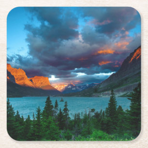 Dessous-de-verre Carré En Papier Lever de soleil au lac st. Mary