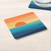 Dessous-de-verre Carré En Papier lever de soleil géométrique Abstrait (Incliné)