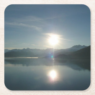 Dessous-de-verre Carré En Papier Lever de soleil sur College Fjord Alaska Photograp