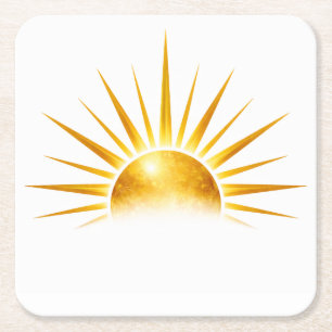 Dessous-de-verre Carré En Papier Lever du soleil doré chaud Humeur calme