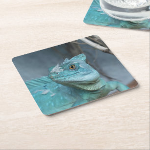 Dessous-de-verre Carré En Papier Lézard bleu