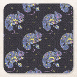 Dessous-de-verre Carré En Papier Lézard de Zentangle