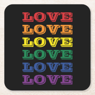 Dessous-de-verre Carré En Papier LGBTQ Gay pride Love Personnalisable Texte Répété