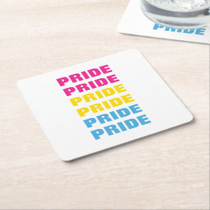Dessous-de-verre Carré En Papier LGBTQ Pansexual Pride texte répété personnalisable