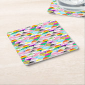 Dessous-de-verre Carré En Papier LGBTQIA+ Queer Scalloped Pride Flag Fans (Incliné)