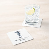 Dessous-de-verre Carré En Papier L'hippocampe bleu | MARIAGE CUSTOMISÉ (En situation)