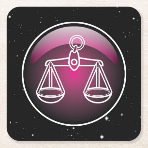 Dessous-de-verre Carré En Papier Libra Zodiac pourpre