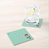 Dessous-de-verre Carré En Papier light red rose printed (En situation)