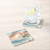 Dessous-de-verre Carré En Papier Lighthouse By The Sea (En situation)