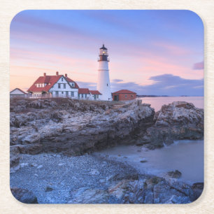 Dessous-de-verre Carré En Papier Lighthouses Cape Elizabeth, Maine
