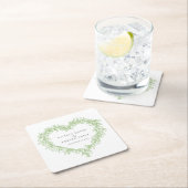 Dessous-de-verre Carré En Papier Ligne Mistletoe art vert mariage d'hiver personnal (En situation)