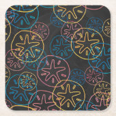 Dessous-de-verre Carré En Papier Lignes de Dollar de Sable Rouge Jaune Bleu (Devant)