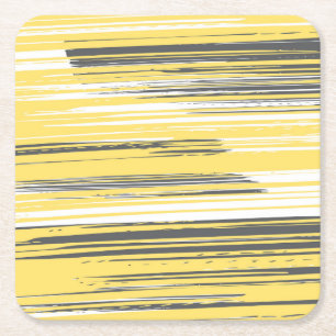 Dessous-de-verre Carré En Papier Lignes peintes à la main - jaune