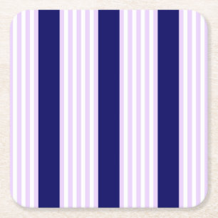 Dessous-de-verre Carré En Papier Lilac et rayures blanches motif avec bleu marine