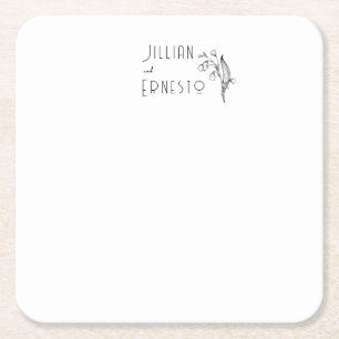 Dessous-de-verre Carré En Papier Lily de Valley    Personnalisation blanche