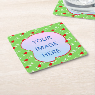 Dessous-de-verre Carré En Papier Lime Green LOVE