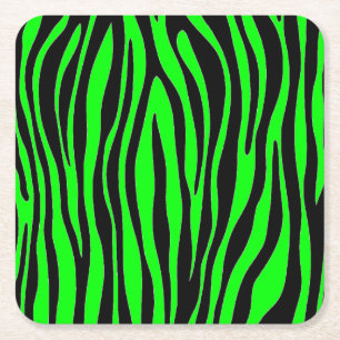 Dessous-de-verre Carré En Papier Lime Green Zebra