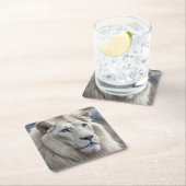 Dessous-de-verre Carré En Papier Lion blanc (En situation)