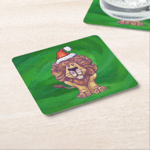 Dessous-de-verre Carré En Papier Lion Christmas on Green
