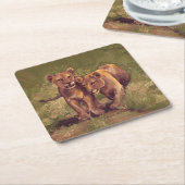 Dessous-de-verre Carré En Papier Lion Cubs (Incliné)