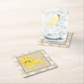 Dessous-de-verre Carré En Papier Lion jaune avec Pois blancs (En situation)