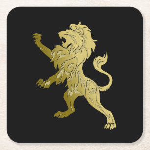 Dessous-de-verre Carré En Papier Lion royal doré