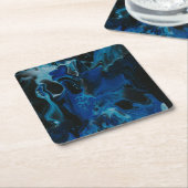 Dessous-de-verre Carré En Papier Liquide psychédélique bleu foncé (Incliné)