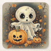 Dessous-de-verre Carré En Papier Little Ghost 2 (Devant)