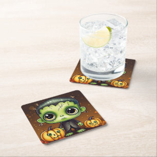 Dessous-de-verre Carré En Papier Little Halloween Frankenstein