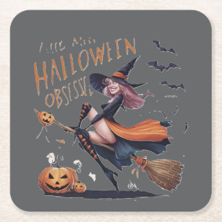 Dessous-de-verre Carré En Papier Little Miss Halloween Obsessed