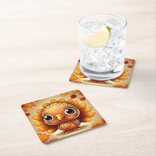 Dessous-de-verre Carré En Papier Little Turkey 3 (En situation)