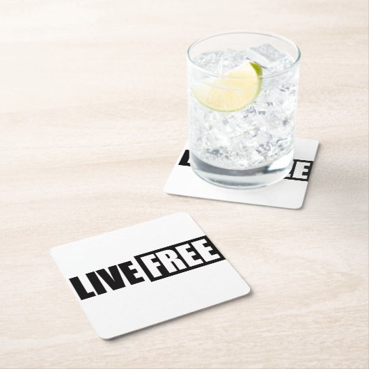 DESSOUS-DE-VERRE CARRÉ EN PAPIER LIVE FREE (En situation)