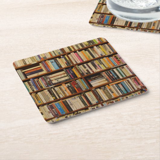 Dessous-de-verre Carré En Papier Livres dans la bibliothèque Sac cadeau (Incliné)