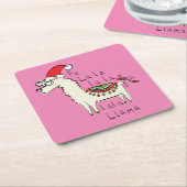 Dessous-de-verre Carré En Papier Llama Cute Drôle Noël Vacances (Incliné)