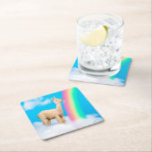 Dessous-de-verre Carré En Papier Llama Licking Rainbow (En situation)