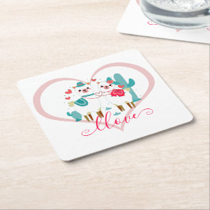 Dessous-de-verre Carré En Papier Llama Llove
