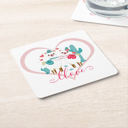 Dessous-de-verre Carré En Papier Llama Llove (Incliné)