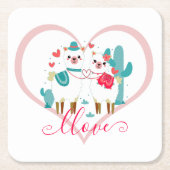 Dessous-de-verre Carré En Papier Llama Llove (Devant)