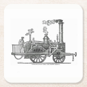 Dessous-de-verre Carré En Papier Locomotive à vapeur précoce