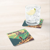 Dessous-de-verre Carré En Papier L'Oeuvre Est La Récompense Femme Runner Mountains (En situation)