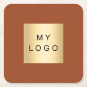 Dessous-de-verre Carré En Papier Logo d'entreprise en terre cuite orange brûlée (Devant)