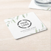 Dessous-de-verre Carré En Papier Logo d'entreprise minimal rustique (Incliné)