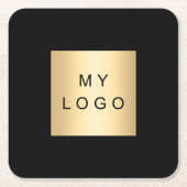 Dessous-de-verre Carré En Papier Logo d'entreprise noire (Devant)