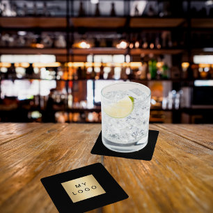 Dessous-de-verre Carré En Papier Logo d'entreprise noire