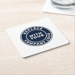 Dessous-de-verre Carré En Papier Logo d'entreprise simple personnalisable pour empl